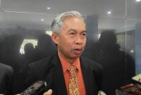 Rektor UPI Didi Sukyadi di Acara Wisuda Gelombang III Tahun 2026 di Kampus UPI Bandung, Selasa (21/7). 